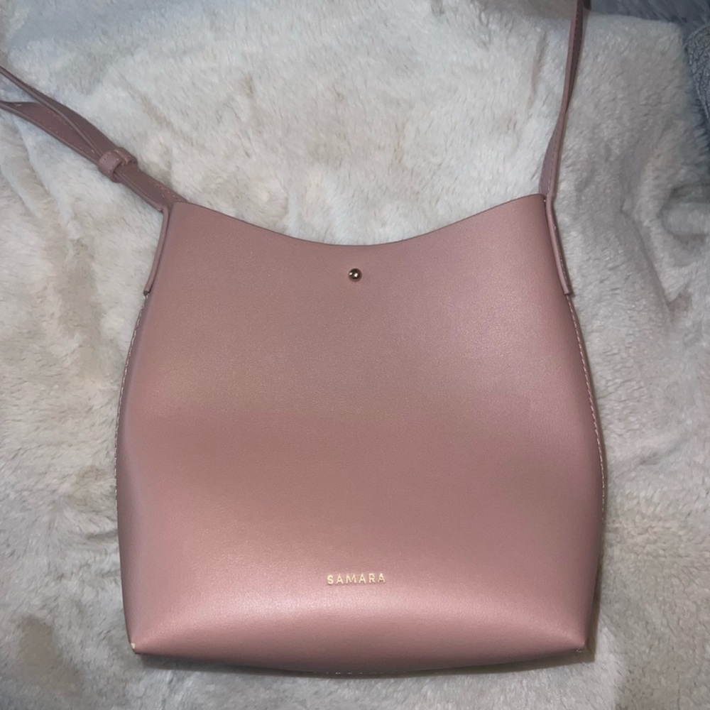 Samara Pink Faux Leather Vegan Shoulder Bag 8"x9"
